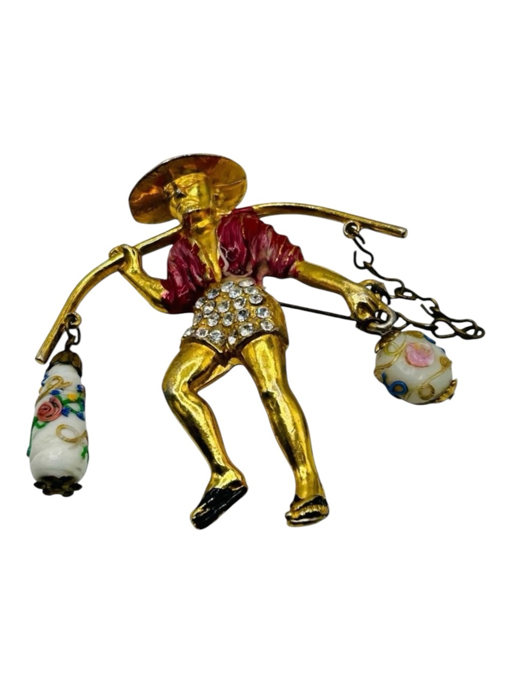 Vintage Rice-Weiner 1940’s Chinese Water Carrier Brooch